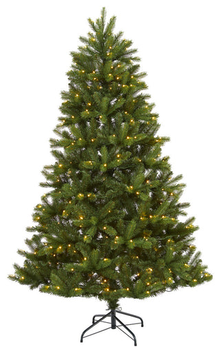 6' New Haven Spruce Natural Look Artificial Christmas Tree With 350 LED Lights