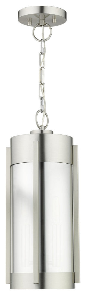 Livex Lighting Sheridan 2 Light Brushed Nickel Medium Outdoor Pendant Lantern