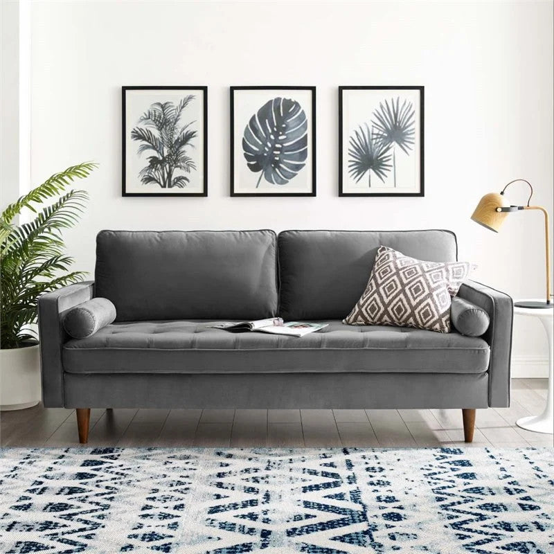 Valour Performance Velvet Sofa Gray