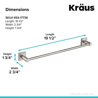 Ventus Bathroom 18" Towel Bar, Brushed Nickel