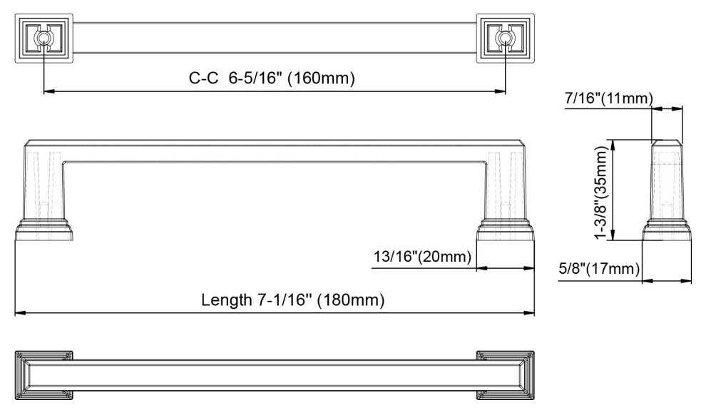 Dowell Series 3011 Handles, 160mm/6.3" CTC, Brushed Nickel, 10-Pack