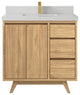 Madison Teak 36 Center Sink Bath Vanity in Light Natural 2" Carrara Quartz