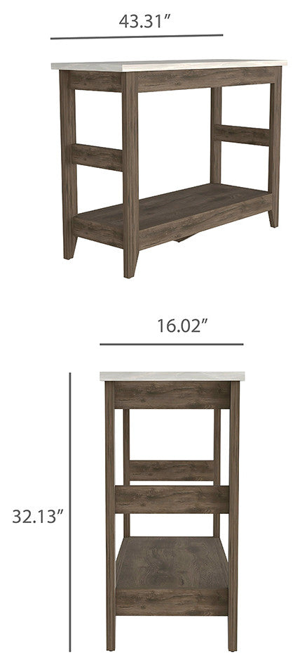 Paulson Rustic Console Table Onyx Top by RST Brands, Brown/White