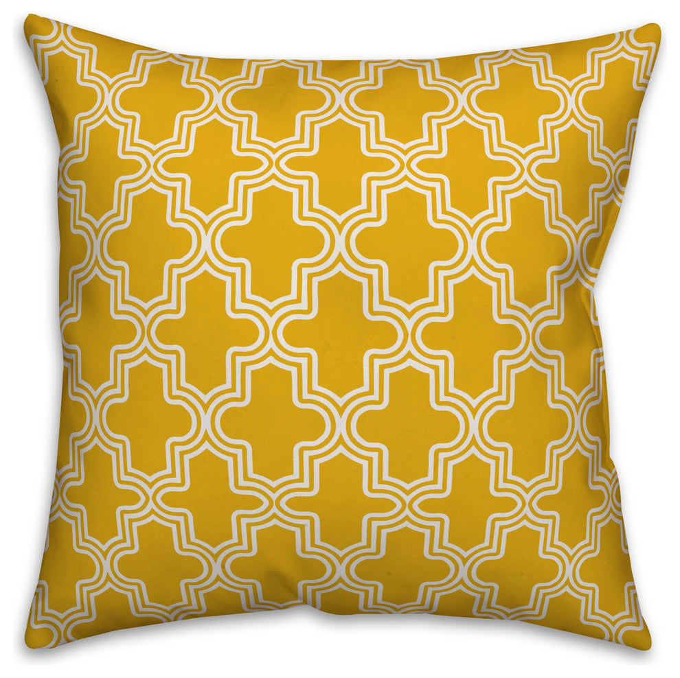Yellow and White Morrocan Tile 20x20 Throw Pillow Cover