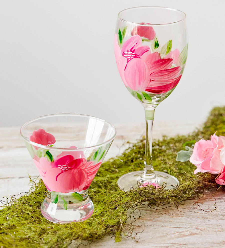 Peony Wine Glasses, Set of 2