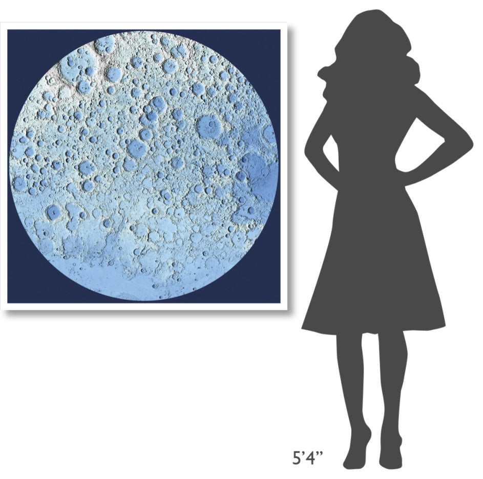 "Unmarked Decorative Topographic Map of the Moon, North Pole" Paper Art, 42"x42"