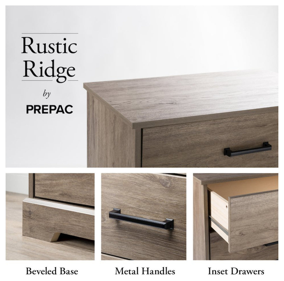 Rustic Ridge Brown 5 Drawer 18.5D x 27.5W x 43.5H Dresser