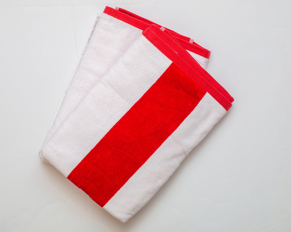 Tropical Cabana 100% Cotton Beach Towel, Set of 2, Red