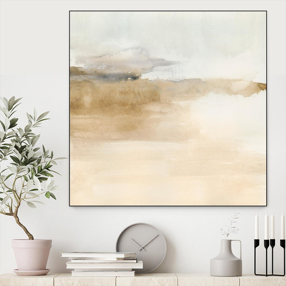 "Cinnamon Shores II" Framed Canvas by Giant Art 30"x30"