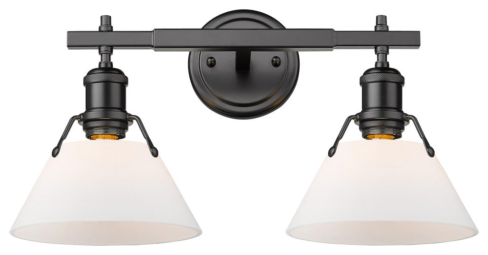 Orwell 2-Light Vanity Light in Matte Black with Opal Glass