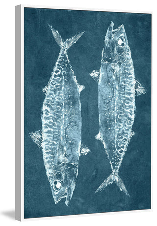 "Two Fish II" Floater Framed Painting Print on Canvas, 12"x18"