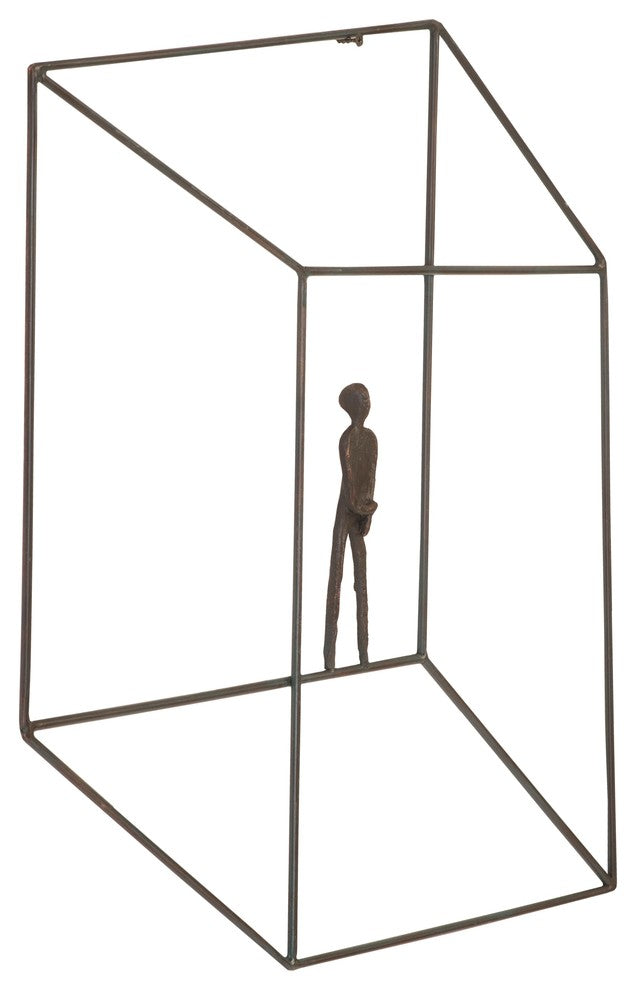 Modern Man Wall Art Sculpture Cube, Minimalist Thinking Square Geometric Flat