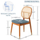 LeisureMod Holbeck Modern Dining Chair with Wood Legs and Wicker Back, Navy Blue