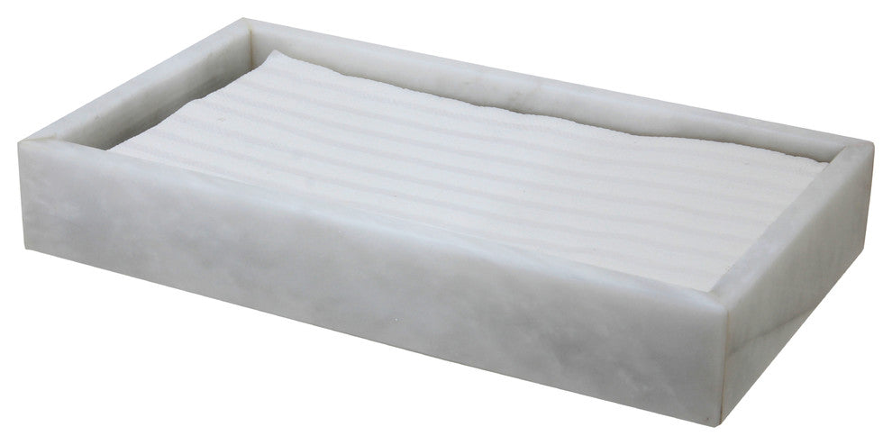 Mytus Collection Guest Towel Tray, Pearl White Marble