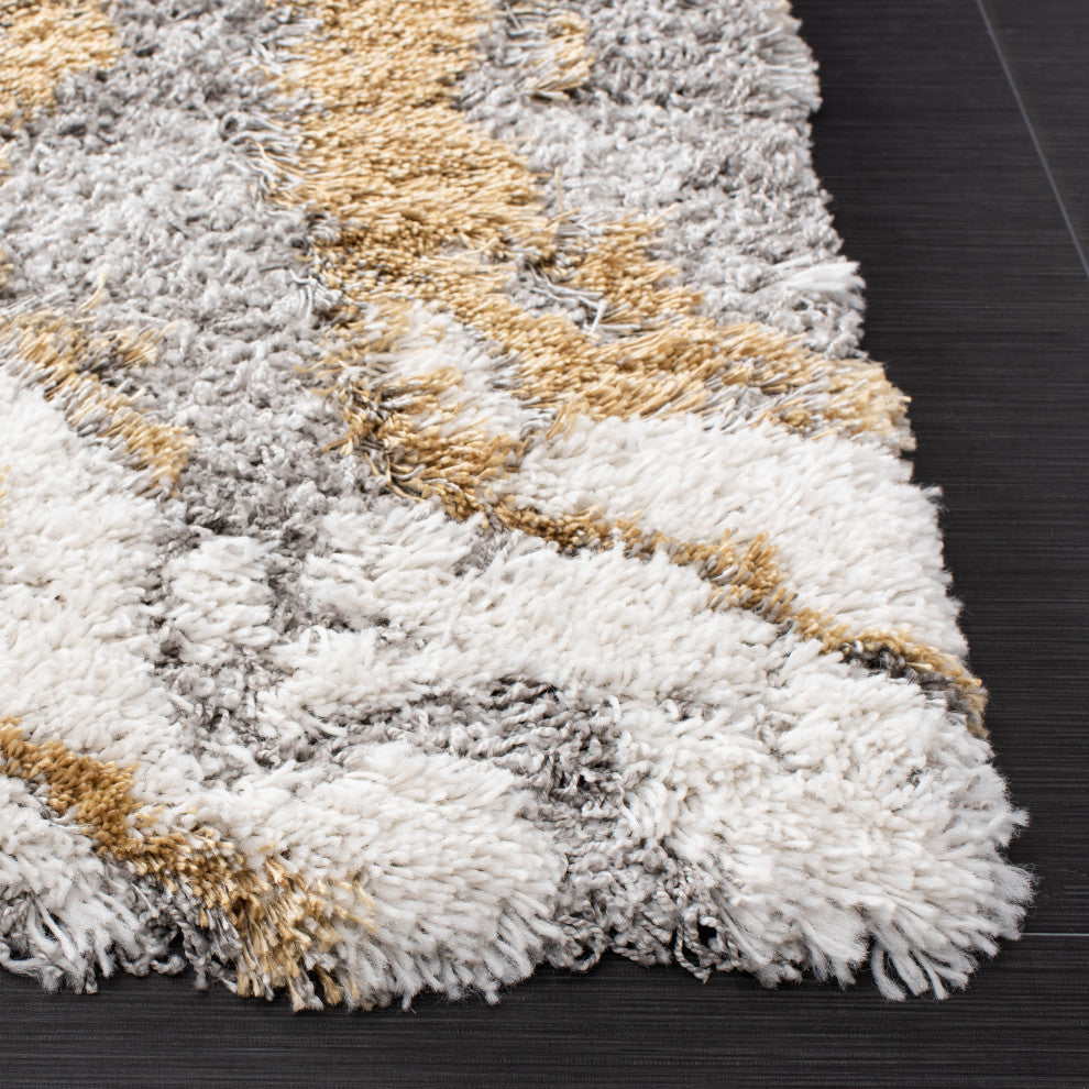 Safavieh Horizon Shag Collection HZN890D Rug, Grey/Gold, 2' X 3'