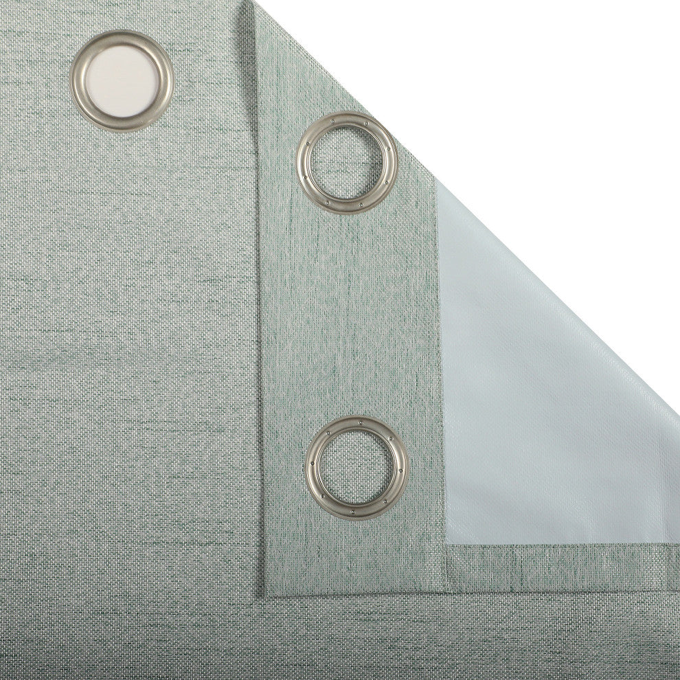 Tavria Basketweave Blackout Grommet Curtains Set of 2, Green, 52 X 84"
