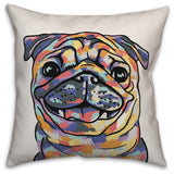 Watercolor Pug Throw Pillow