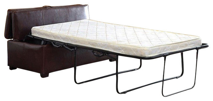 Leatherette Upholstered Contemporary Ottoman With Pull Out Bed, Brown