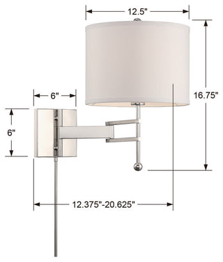 Marshall 1 Light Polished Nickel Wall Mount