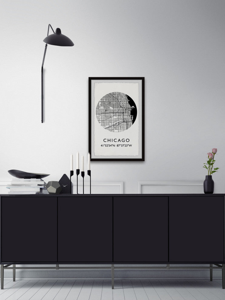 "Chicago Coordinates" Framed Painting Print, 16x24