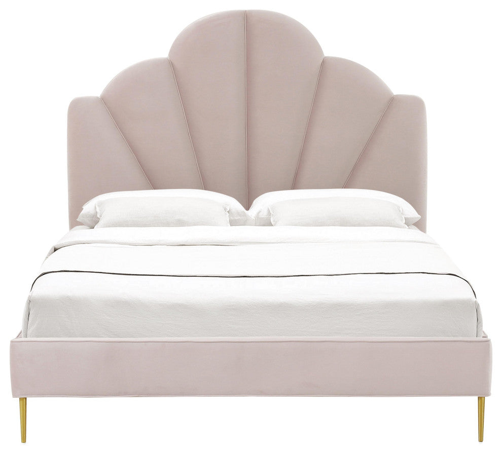 TOV Furniture Bianca Blush Velvet Bed in Queen