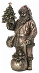 Santa Holding Xmas Tree, Home Accent, Cold Cast Bronze