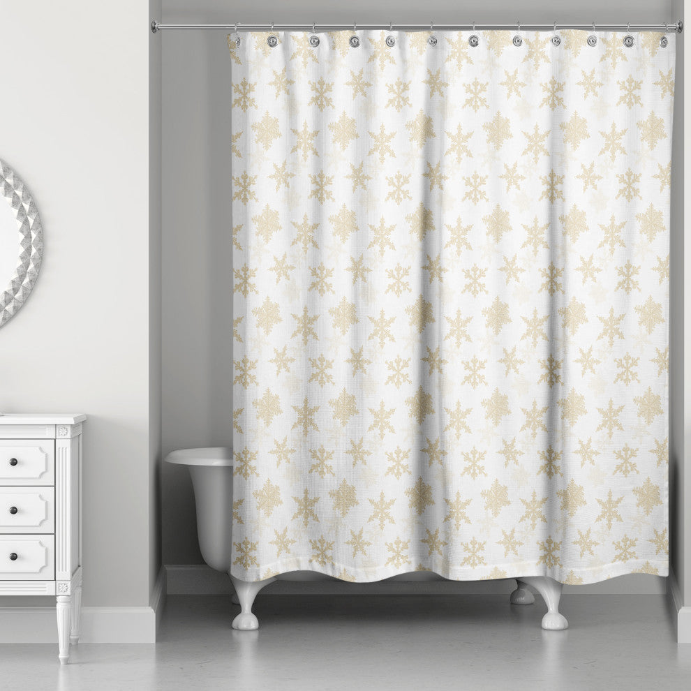 Cream Snowflakes 5 71x74 Shower Curtain