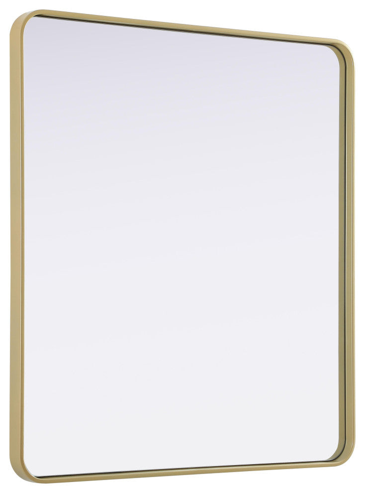Home Living Contour Metal Rectangle Mirror 36x40, Brass