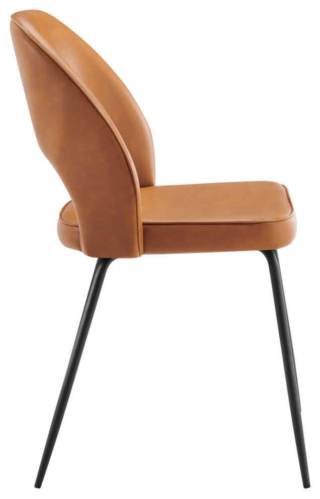 Nico Vegan Leather Dining Chair Set of 2 Black Tan -4674