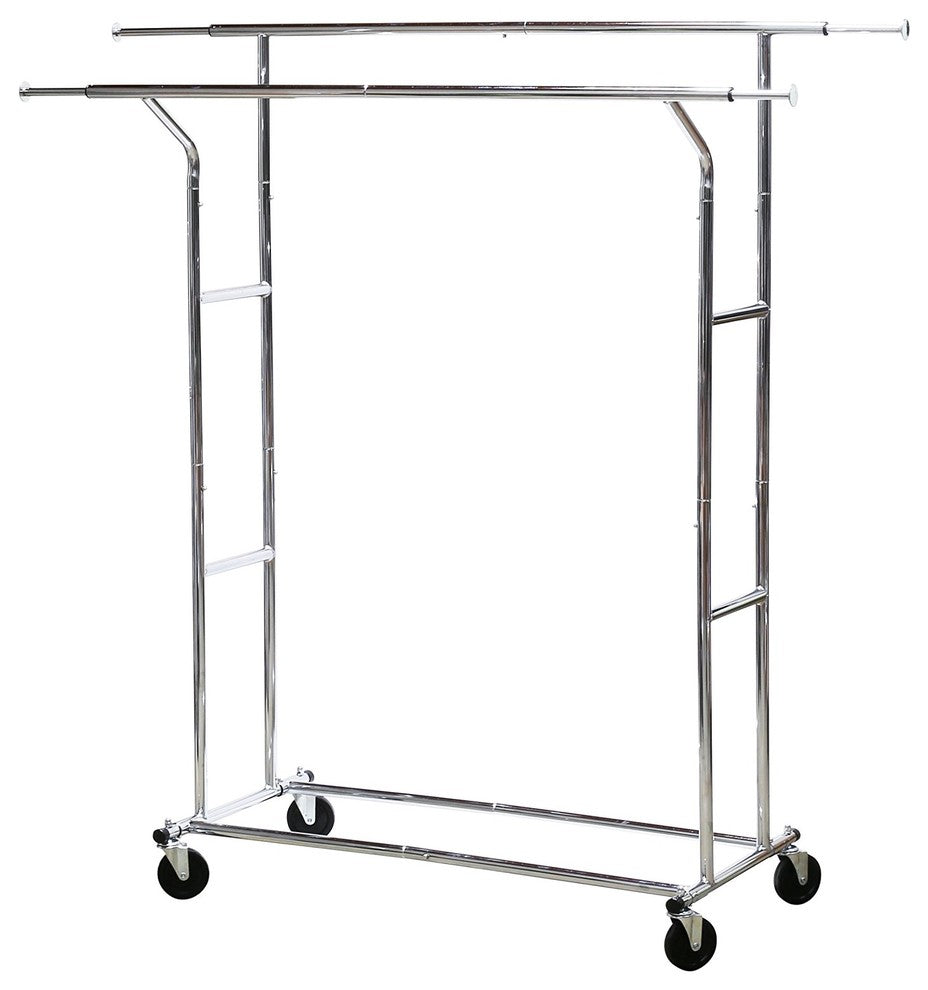 Supreme Commercial Grade Double Rail Clothing Garment Rack, Chrome