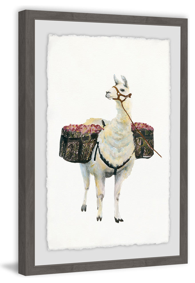 "Working Llama" Framed Painting Print, 20"x30"