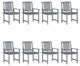 Vidaxl Garden Chairs With Cushions, Set of 8, Solid Acacia Wood Gray
