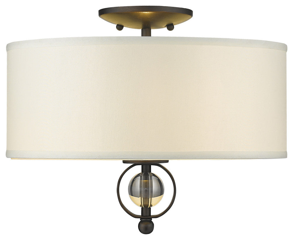 Cerchi Flush Mount, Rubbed Bronze, Opal Satin Shade