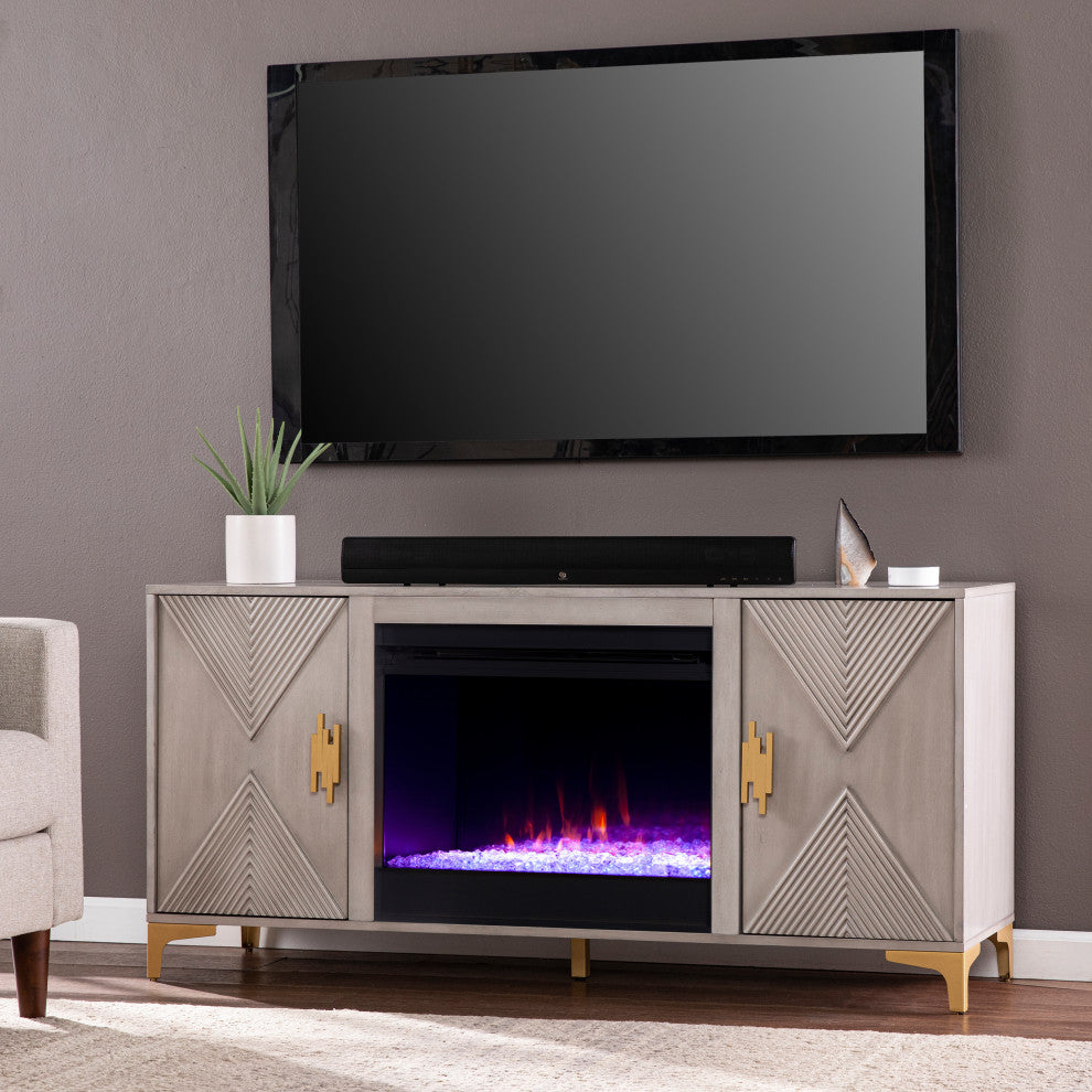 Fareham Color Changing Fireplace w/ Media Storage