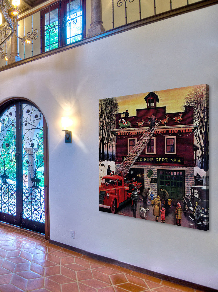 "Christmas at the Fire Station" Print on Canvas by Stevan Dohanos