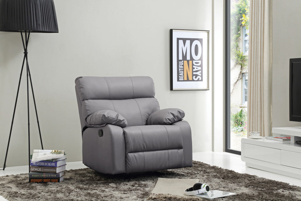 Clarke Rocker Recliner, Gray/Faux Leather