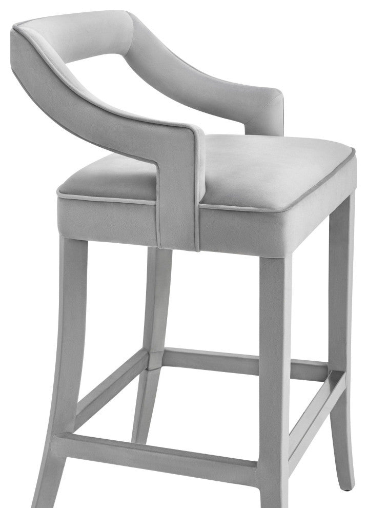Tiffany Grey Velvet Counter Stool - Grey