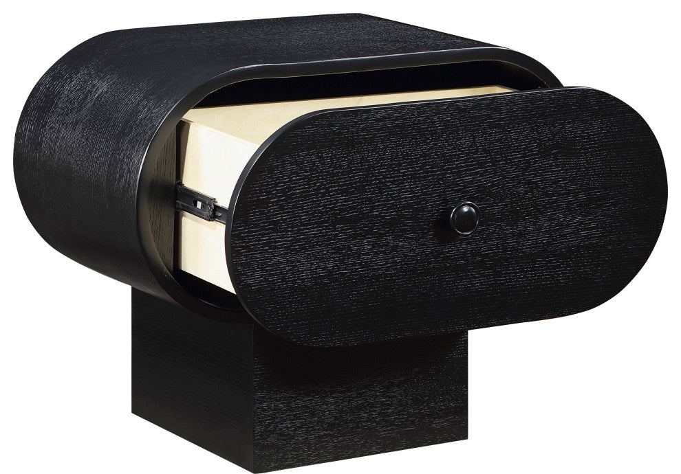 Harlow Solid Wood And Oak Veneer Night Stand, Black