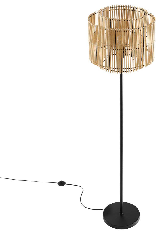 Floor Lamp Light, Brown Natural, Wood, Modern, Kitchen Bistro Hotel Restaurant