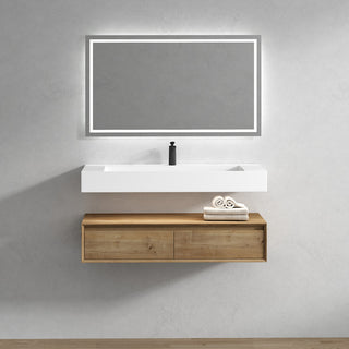 Alysa 48" Floating Bath Vanity, Acrylic Sink/Single Faucet Hole, White Oak