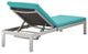 Silver Turquoise Shore Chaise with Cushions Outdoor Patio Aluminum Set of 6