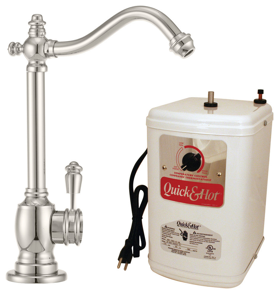 Victorian 1-Handle Water Faucet With Instant Hot Tank In Polished Nickel