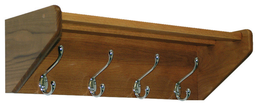4 Hook Shelf, Light Oak, Medium Oak