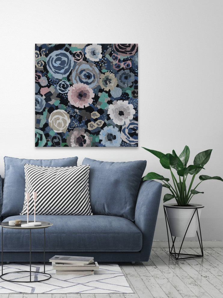 "Perky Blue Bunch" Painting Print on Wrapped Canvas