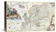 "Map of Europe" Stretched Canvas Giclee by Cornelis Danckerts, 22"x13"