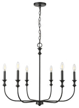 6 Light 28.25 in. Matte Black Chandelier