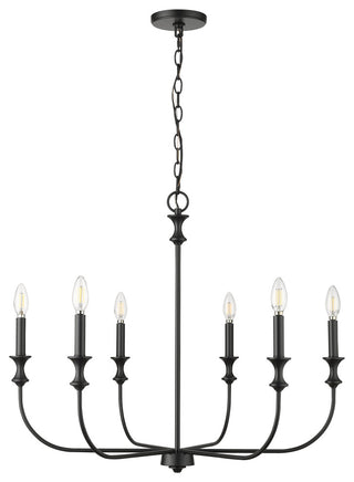 6 Light 28.25 in. Matte Black Chandelier