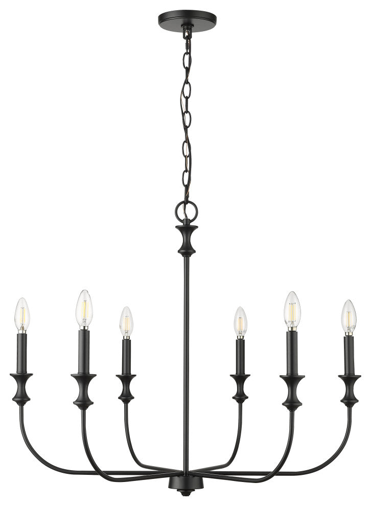 6 Light 28.25 in. Matte Black Chandelier