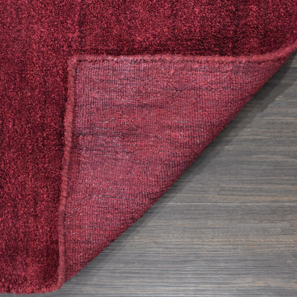 Hand Knotted Loom Silk Mix Area Rugs Contemporary Red