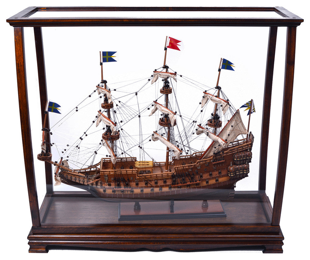 Display Case for Midsize Tall Ship Classic Brown